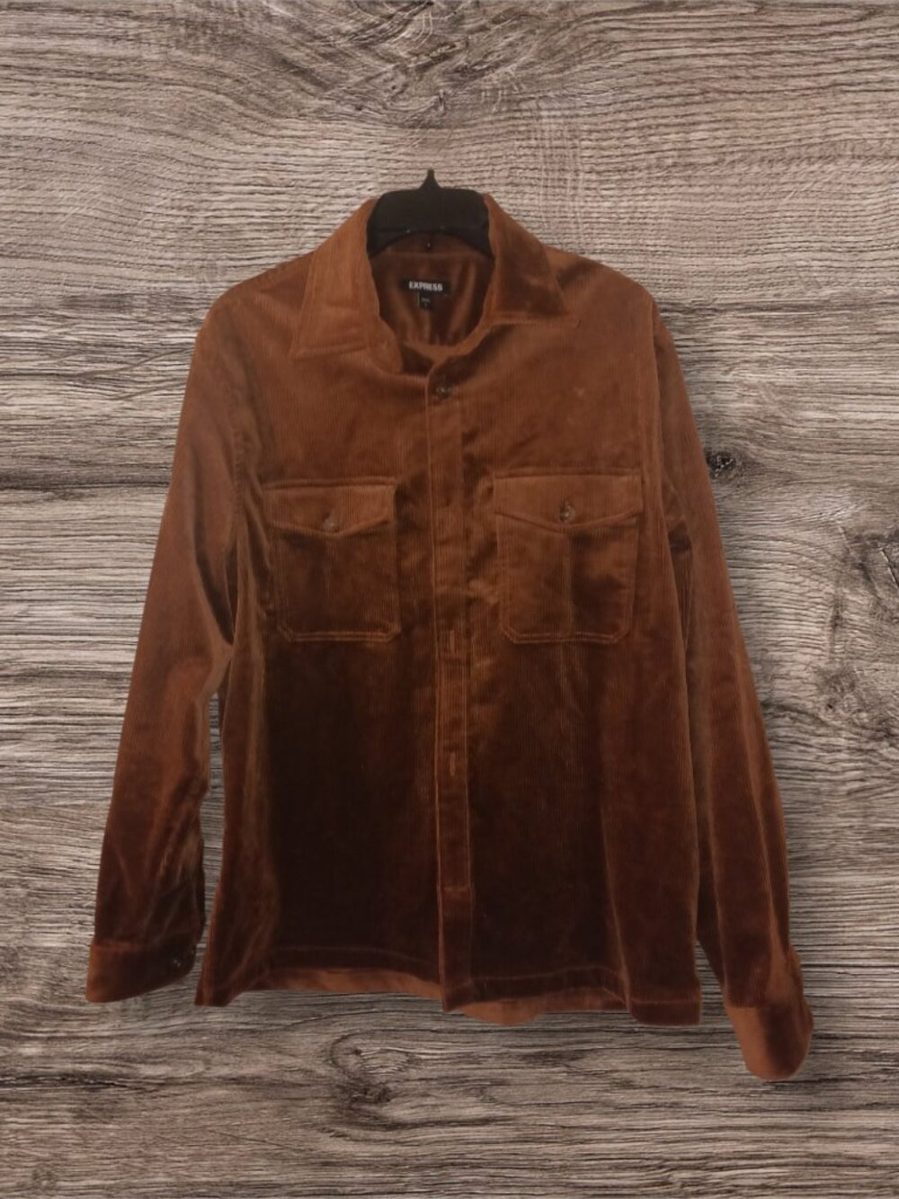 Express Corduroy Button Front Shirt Jacket Shacket Brown Size Large
